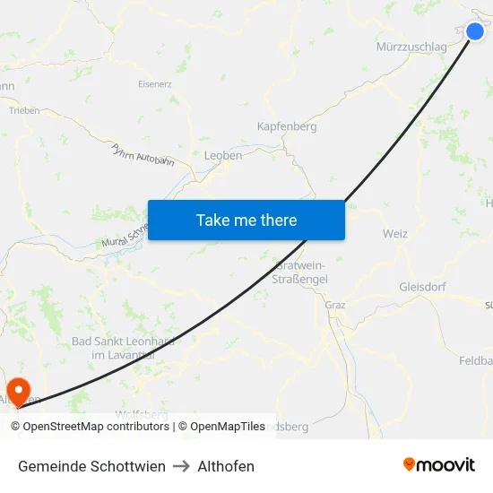 Gemeinde Schottwien to Althofen map