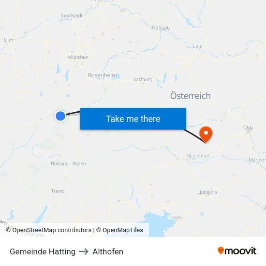 Gemeinde Hatting to Althofen map
