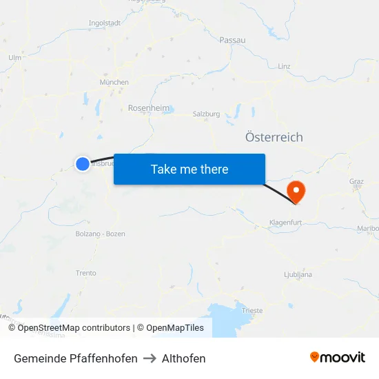 Gemeinde Pfaffenhofen to Althofen map