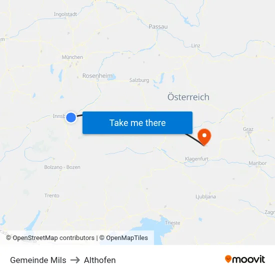 Gemeinde Mils to Althofen map