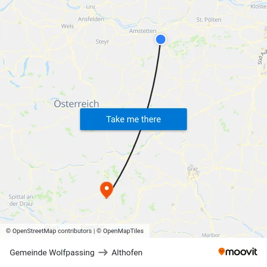 Gemeinde Wolfpassing to Althofen map