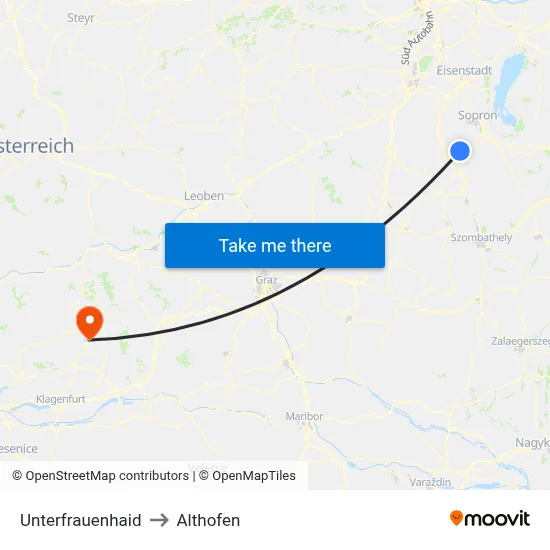 Unterfrauenhaid to Althofen map