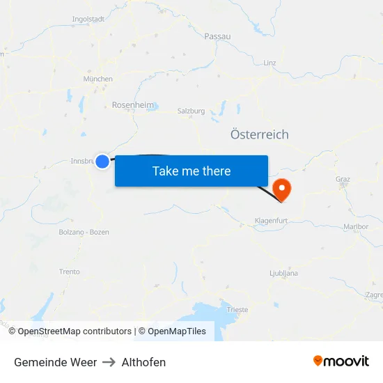 Gemeinde Weer to Althofen map