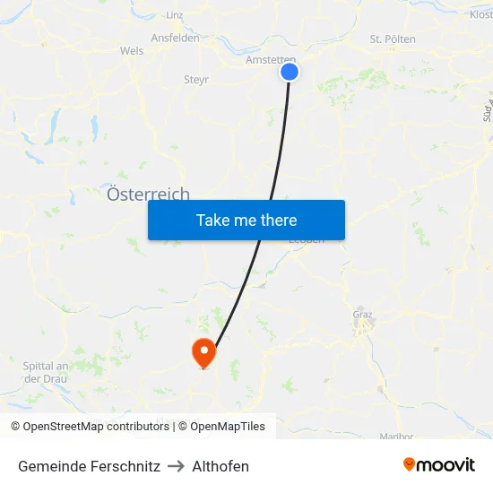 Gemeinde Ferschnitz to Althofen map