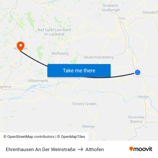 Ehrenhausen An Der Weinstraße to Althofen map