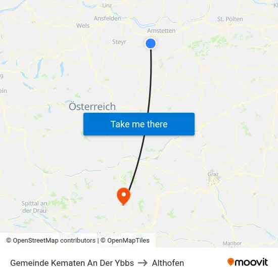 Gemeinde Kematen An Der Ybbs to Althofen map