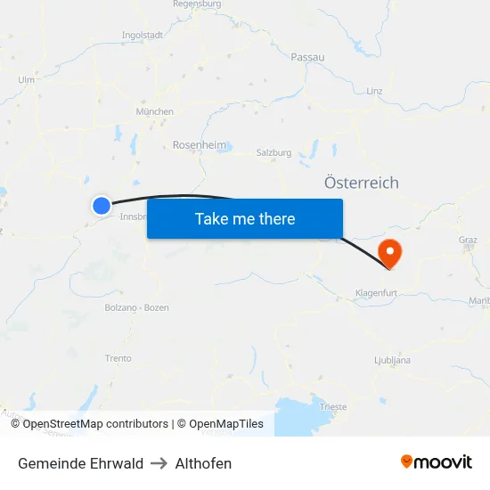 Gemeinde Ehrwald to Althofen map