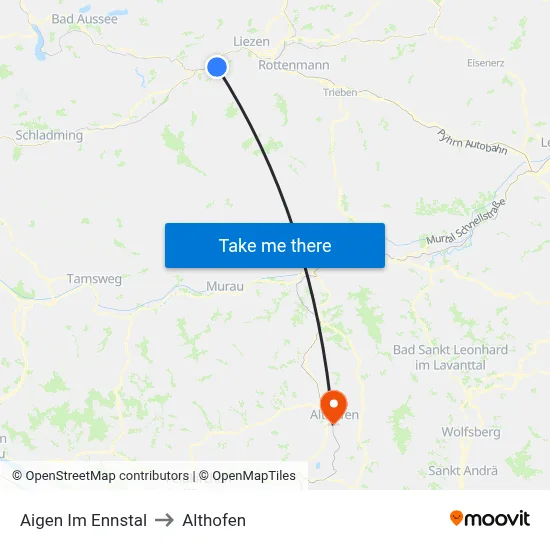 Aigen Im Ennstal to Althofen map