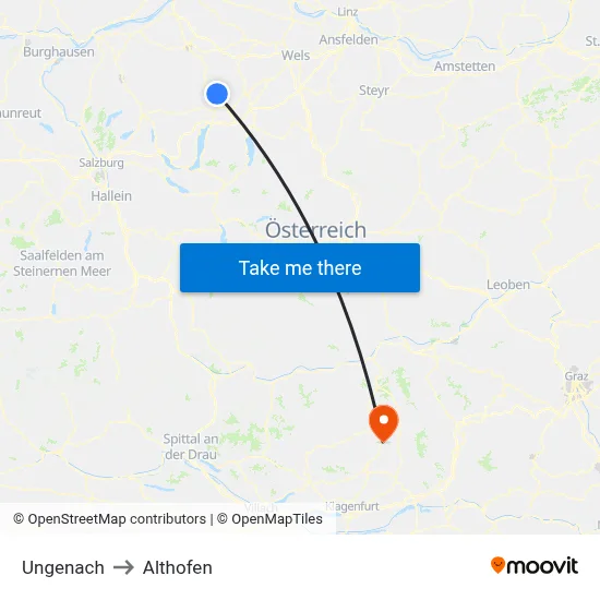 Ungenach to Althofen map