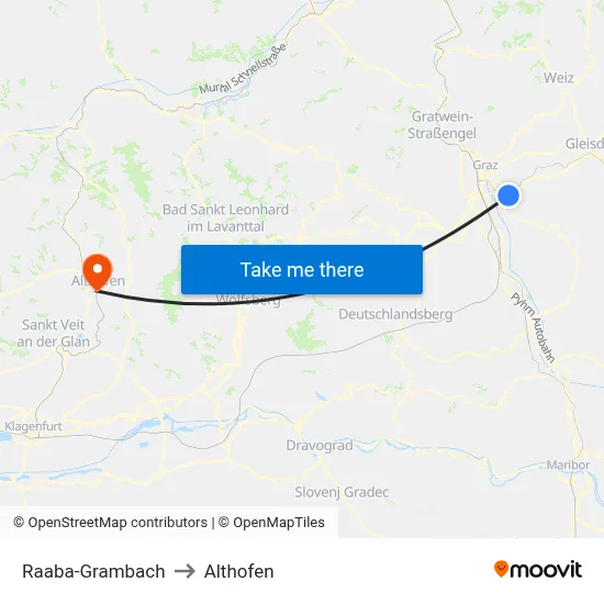 Raaba-Grambach to Althofen map