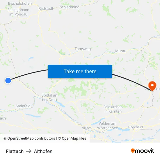 Flattach to Althofen map