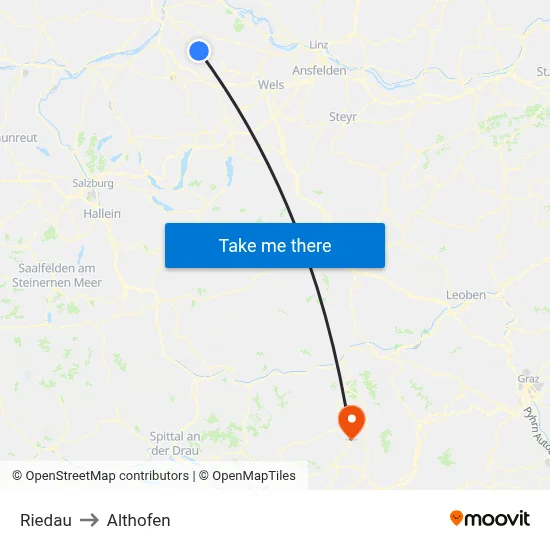 Riedau to Althofen map