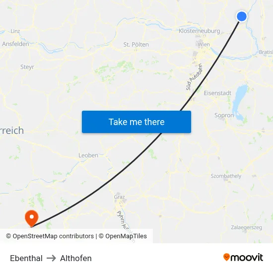 Ebenthal to Althofen map