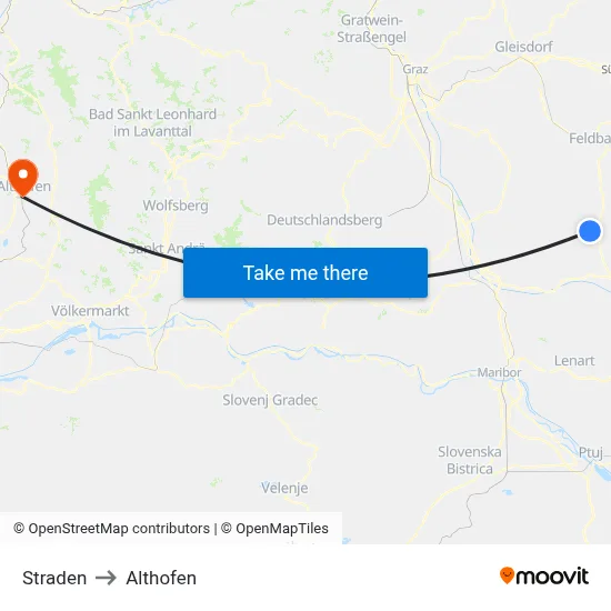 Straden to Althofen map