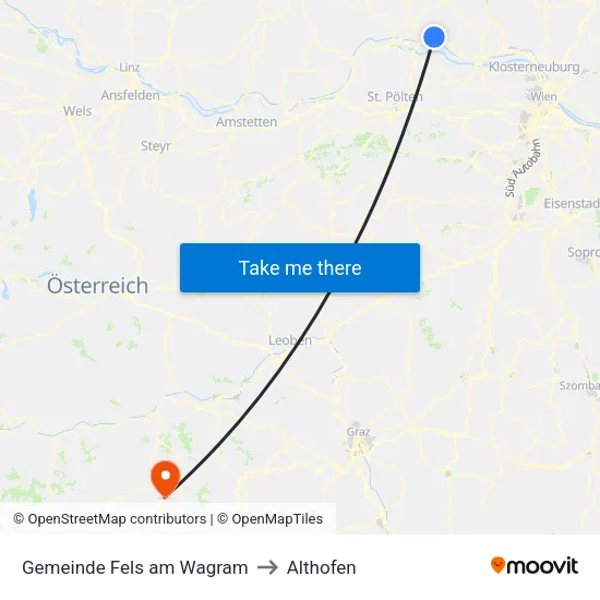 Gemeinde Fels am Wagram to Althofen map