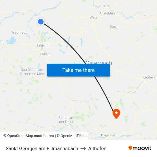 Sankt Georgen am Fillmannsbach to Althofen map