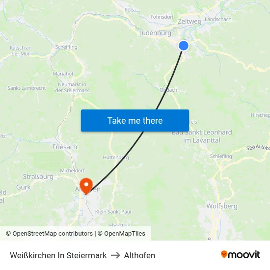 Weißkirchen In Steiermark to Althofen map