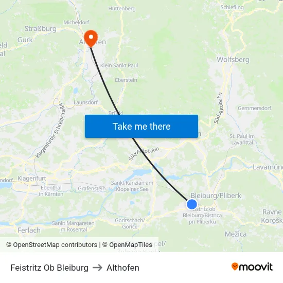 Feistritz Ob Bleiburg to Althofen map