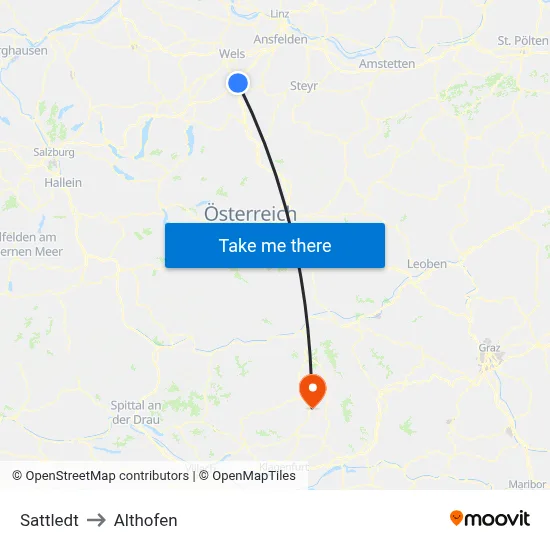 Sattledt to Althofen map