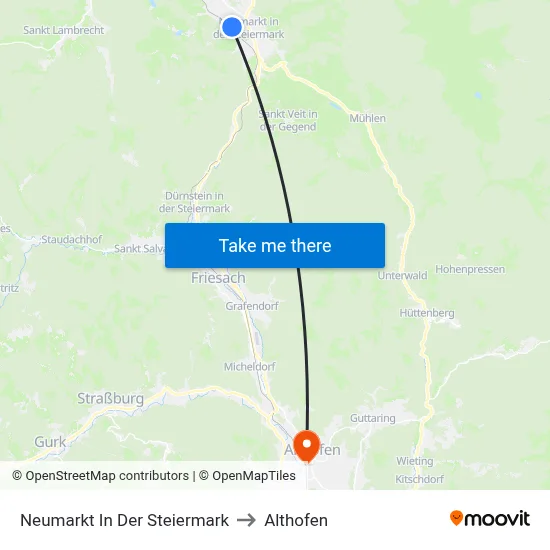 Neumarkt In Der Steiermark to Althofen map
