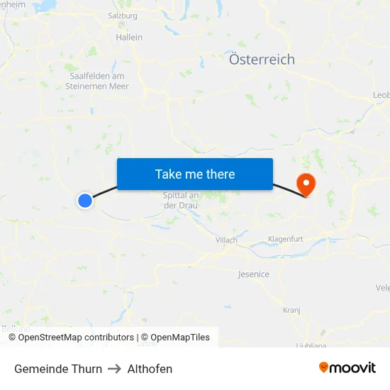 Gemeinde Thurn to Althofen map