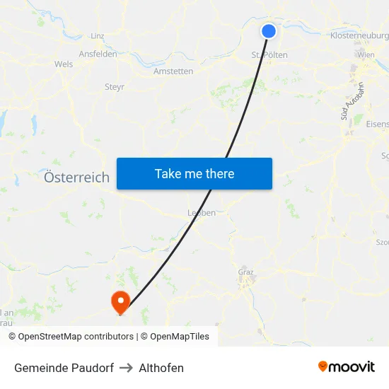 Gemeinde Paudorf to Althofen map
