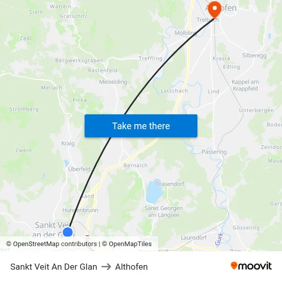 Sankt Veit An Der Glan to Althofen map