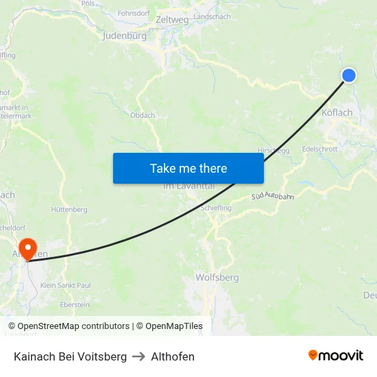 Kainach Bei Voitsberg to Althofen map