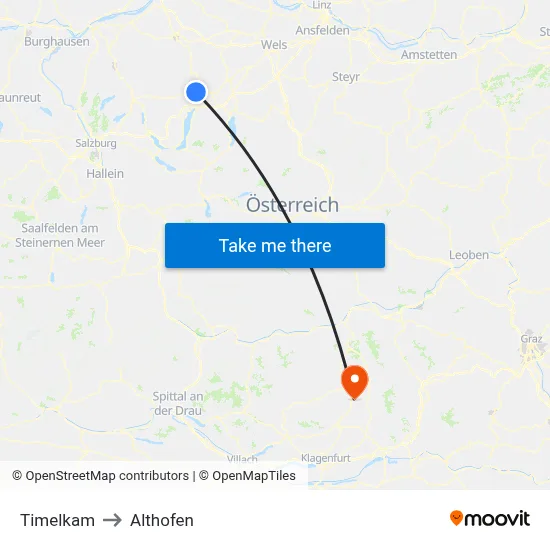 Timelkam to Althofen map