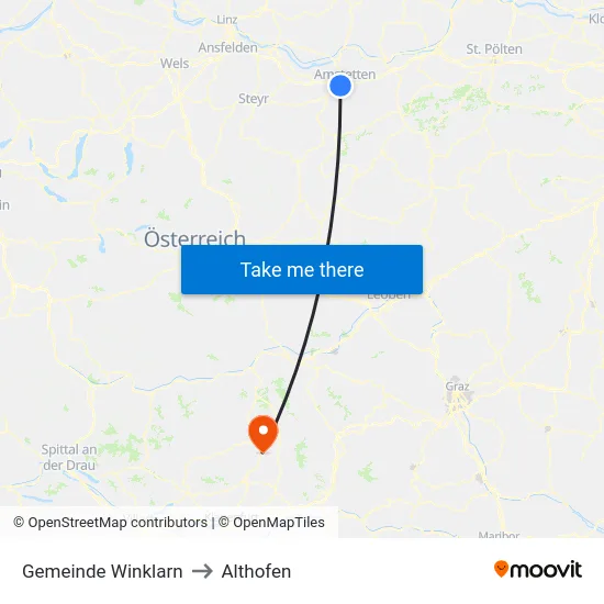 Gemeinde Winklarn to Althofen map