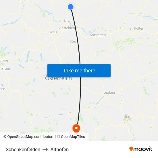 Schenkenfelden to Althofen map