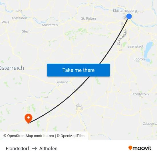 Floridsdorf to Althofen map