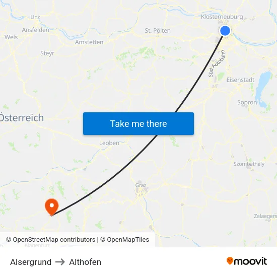 Alsergrund to Althofen map