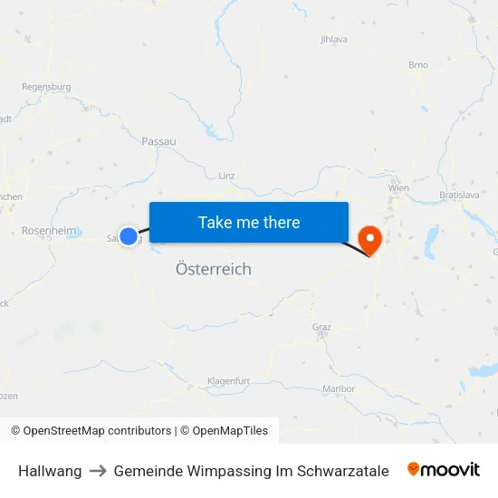 Hallwang to Gemeinde Wimpassing Im Schwarzatale map