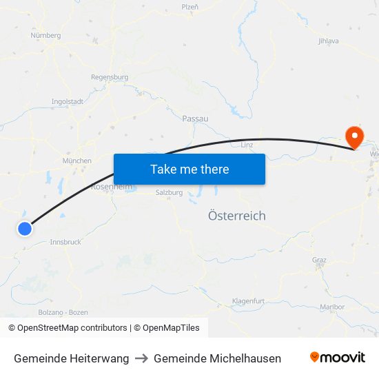 Gemeinde Heiterwang to Gemeinde Michelhausen map