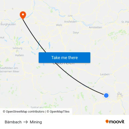 Bärnbach to Mining map