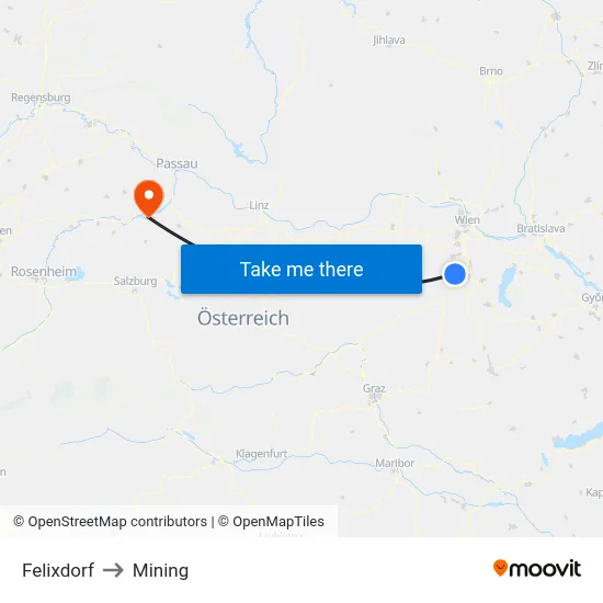 Felixdorf to Mining map