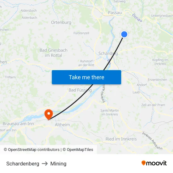 Schardenberg to Mining map