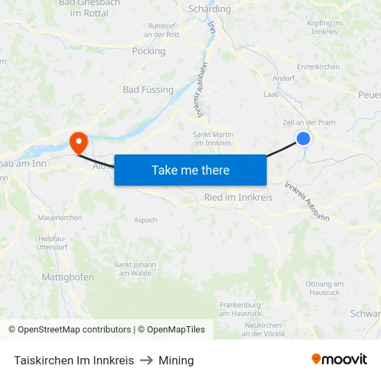 Taiskirchen Im Innkreis to Mining map