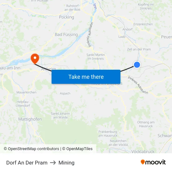 Dorf An Der Pram to Mining map