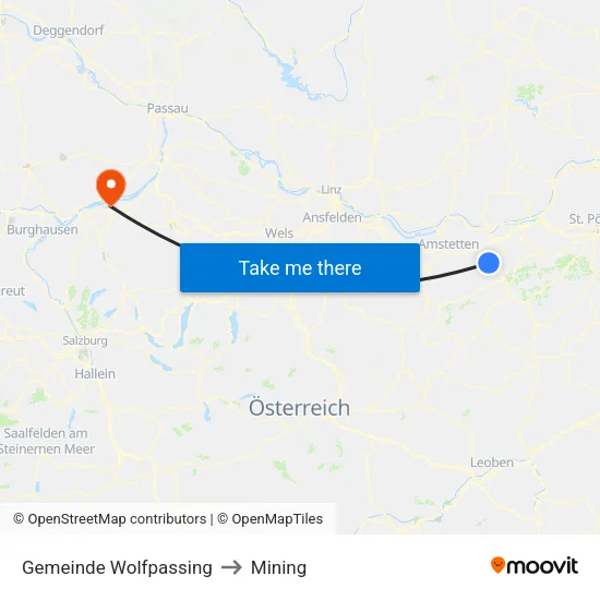 Gemeinde Wolfpassing to Mining map