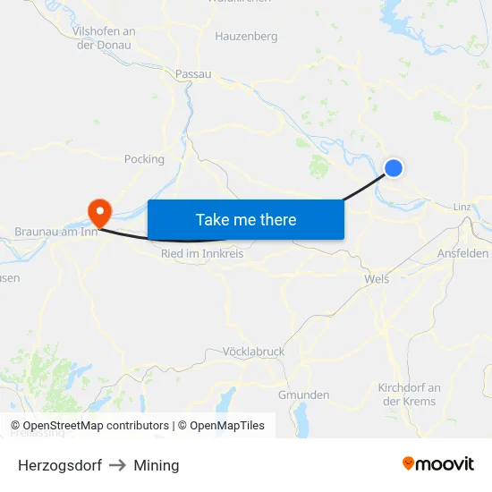 Herzogsdorf to Mining map