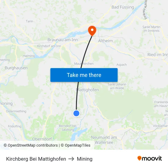 Kirchberg Bei Mattighofen to Mining map