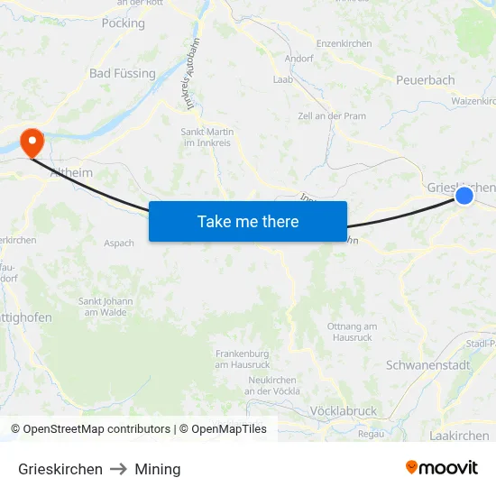 Grieskirchen to Mining map