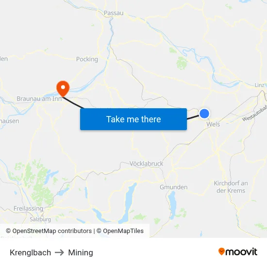 Krenglbach to Mining map