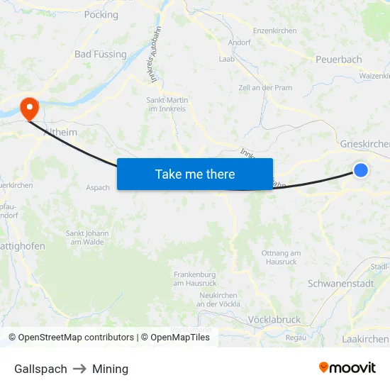 Gallspach to Mining map