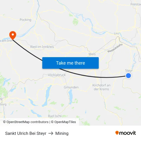 Sankt Ulrich Bei Steyr to Mining map