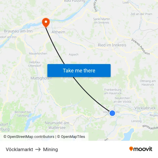 Vöcklamarkt to Mining map
