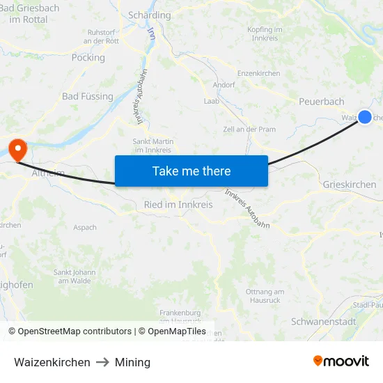 Waizenkirchen to Mining map