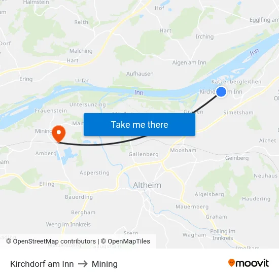 Kirchdorf am Inn to Mining map